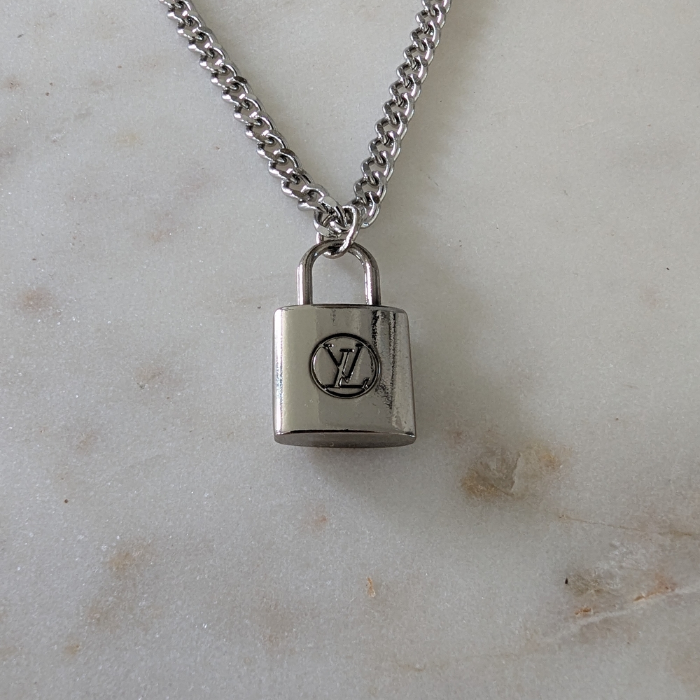 Louis Vuitton Silver Lock Pendant Necklace